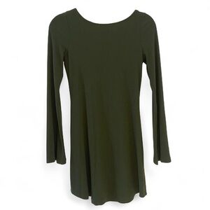 FP Beach Green Backless Long Sleeve Mini Dress
